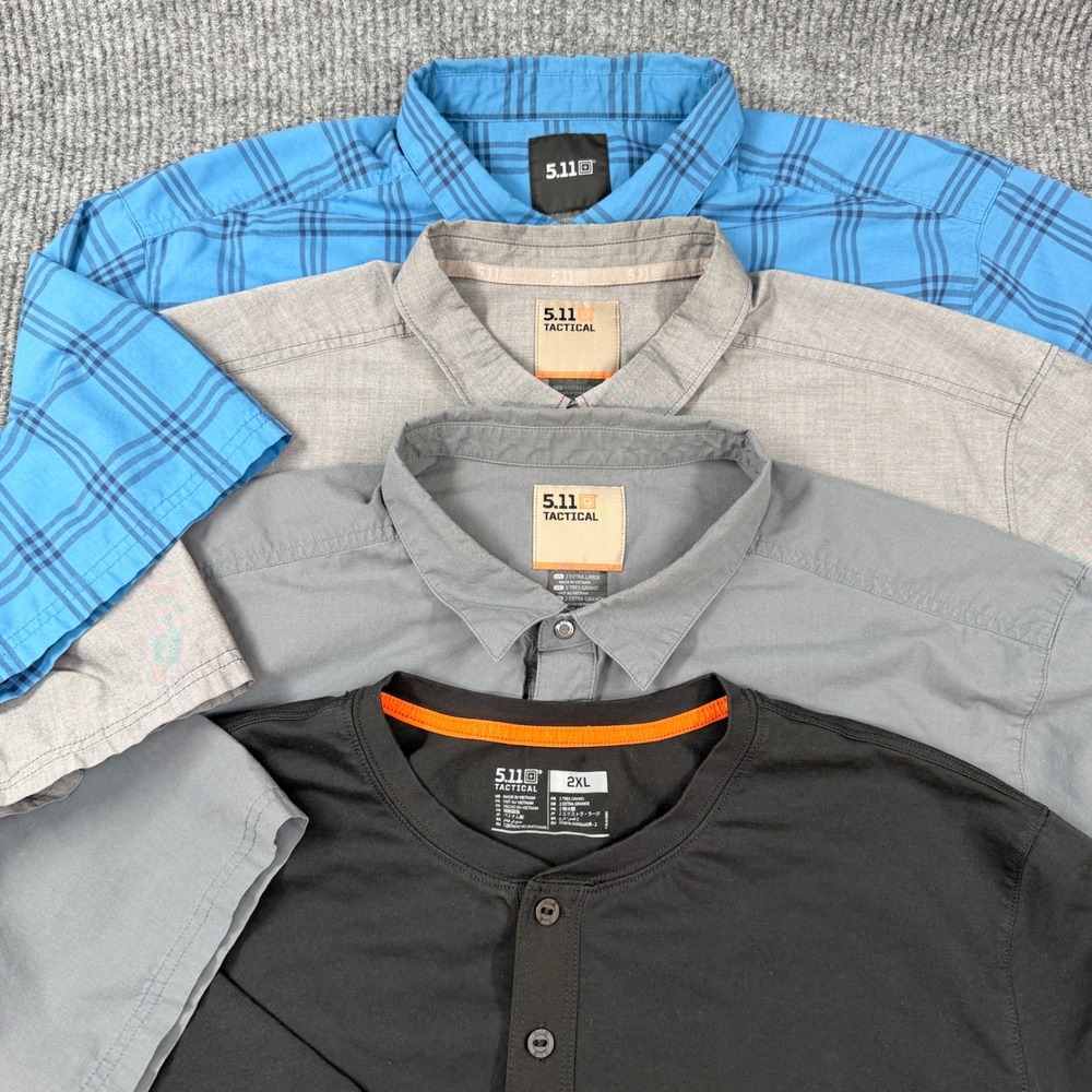5.11 Tactical Shirt Men's Lot of 4 2XL Short Sleeve Button Snap Henley Big Tall